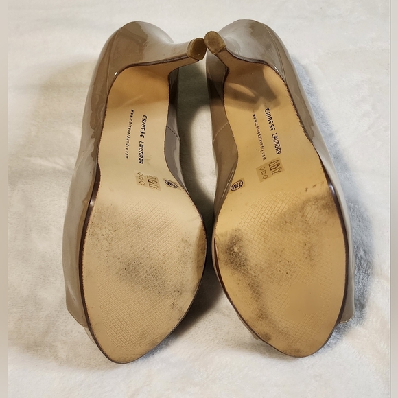 Chinese Laundry Patent Peep-Toe 4" Heels, Nude, Size 7.5 - Picture 5 of 7